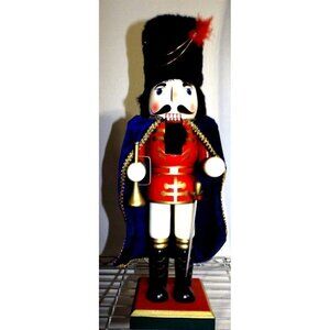 Wooden Nutcracker 18" Blue Cape, Bearskin, Bugle and Sword 2006